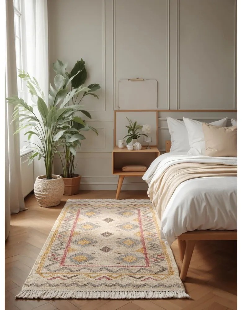 Krémszínű kézi szövésű juta futószőnyeg 80x200 cm Roya Imani – Elle Decoration