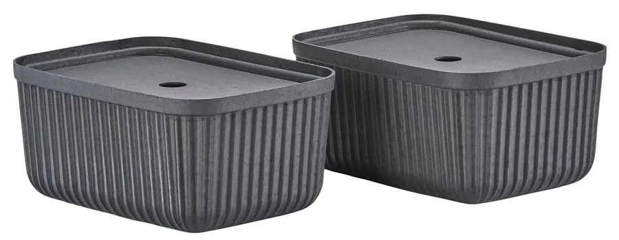 Fekete fedeles tárolódoboz szett 2 db-os 32x23x20,5 cm Pulp – Zone