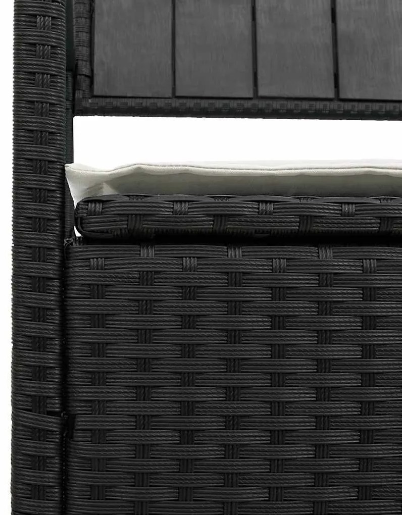 fekete polyrattan kerti tároló pad párnával