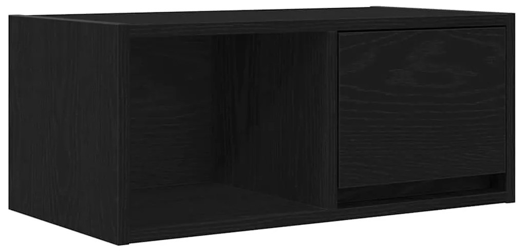 2 db fekete tölgy színű szerelt fa TV-szekrény 60x31x25,5 cm