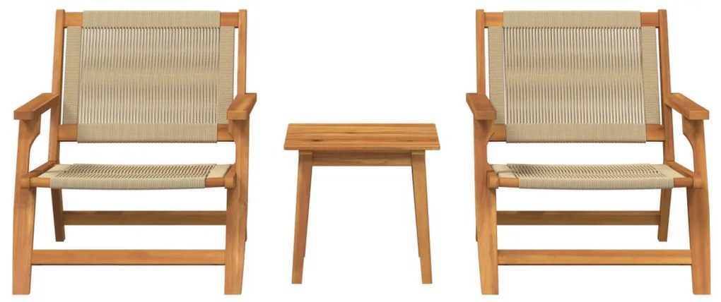 Kerti Székek Asztallal 3 pcs Bézs 45 x 45 x 40 cm Tömör akácfa