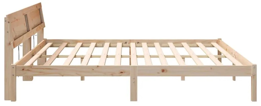 Ágykeret LED -es lámpákkal Barna 200 x 200 cm Tömör fenyőfa