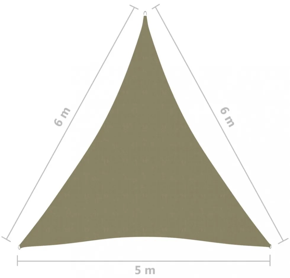bézs háromszög alakú oxford szövet napvitorla 5 x 6 x 6 m