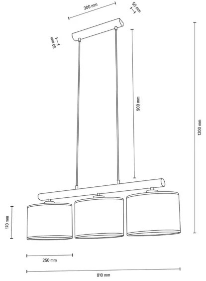 Spot-Light 1037400111557 - Kábeles csillár MERCEDES 3xE27/40W/230V tölgy