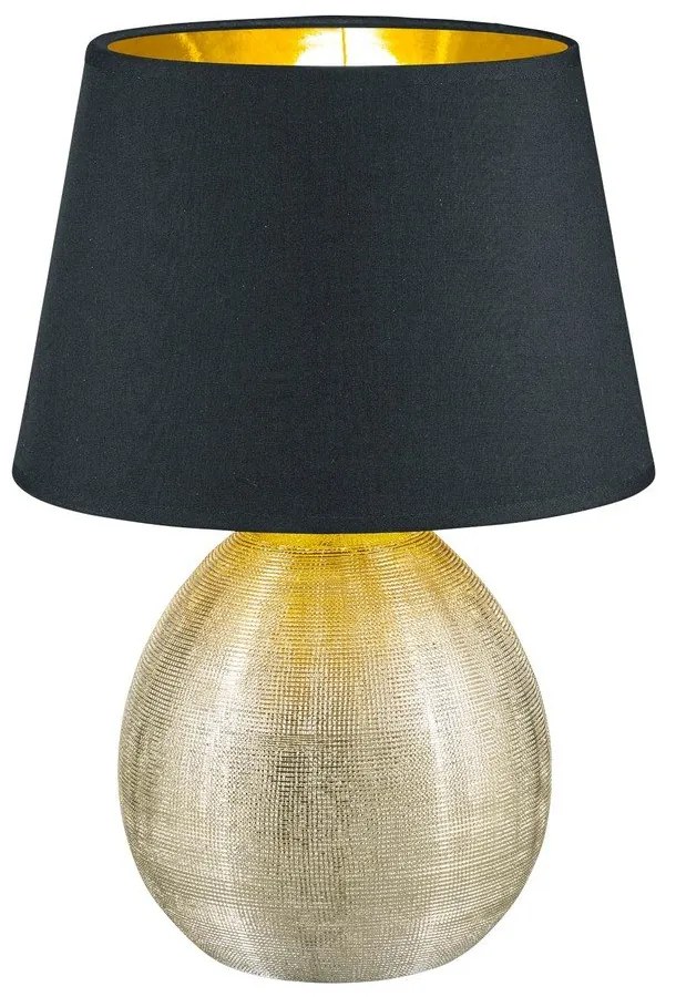 Luxor fekete kerámia-szövet asztali lámpa, magasság 35 cm - Trio