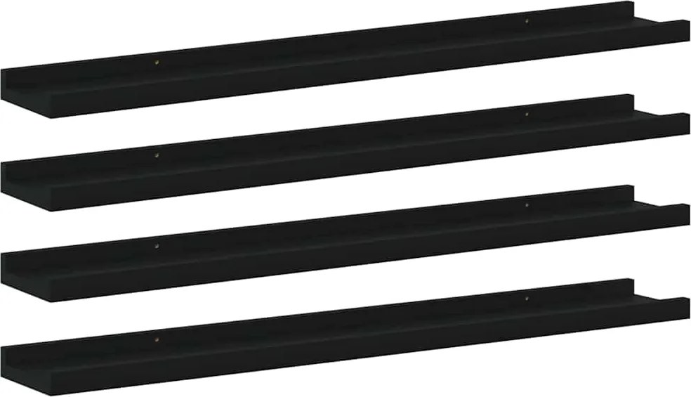 vidaXL 4 db fekete fali polc 80 x 9 x 3 cm