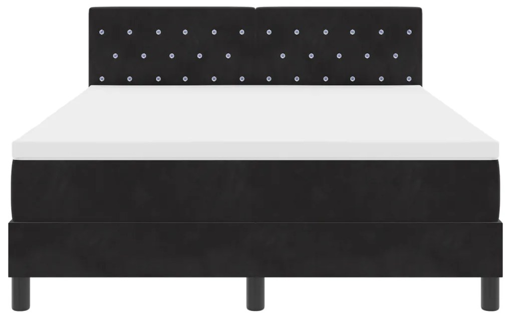 Boxspring Ágy Mattal Fekete 140x200 cm Bársony
