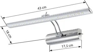 Globo 78301 Falikar fém krómozott, akril átlátszó, billenőkapcsoló, mozgatható, SzxM: 430x160mm, Mélység:180mm, tartozék: 1xLED 3W 12V, 350lm forrás, 350lm kimenet, 4000K