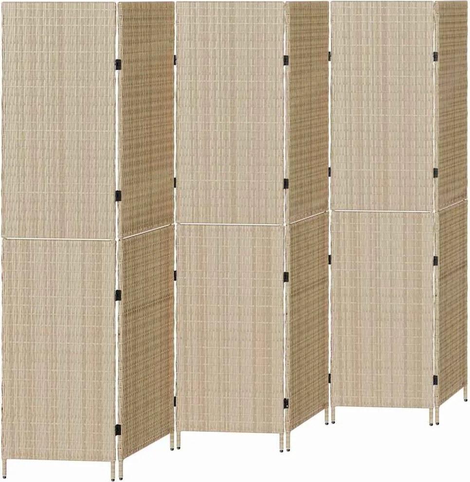 vidaXL Szobaelválasztó Bézs 292 x 180 cm polirattan