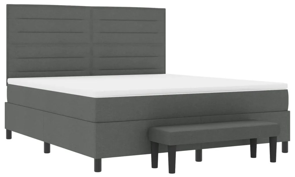 vidaXL Box Spring Ágy Mattal és Pad Sötétszürke 180x200 cm Szövet