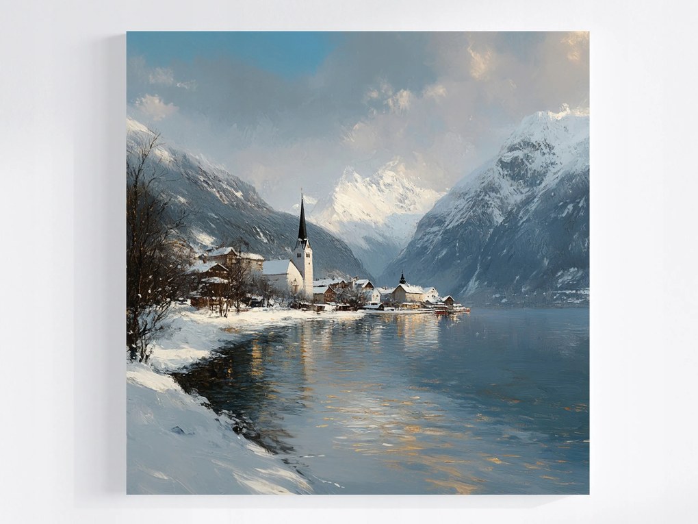 Vászonkép Canvas Tél Ausztria Hallstatt Város Tó 40x40