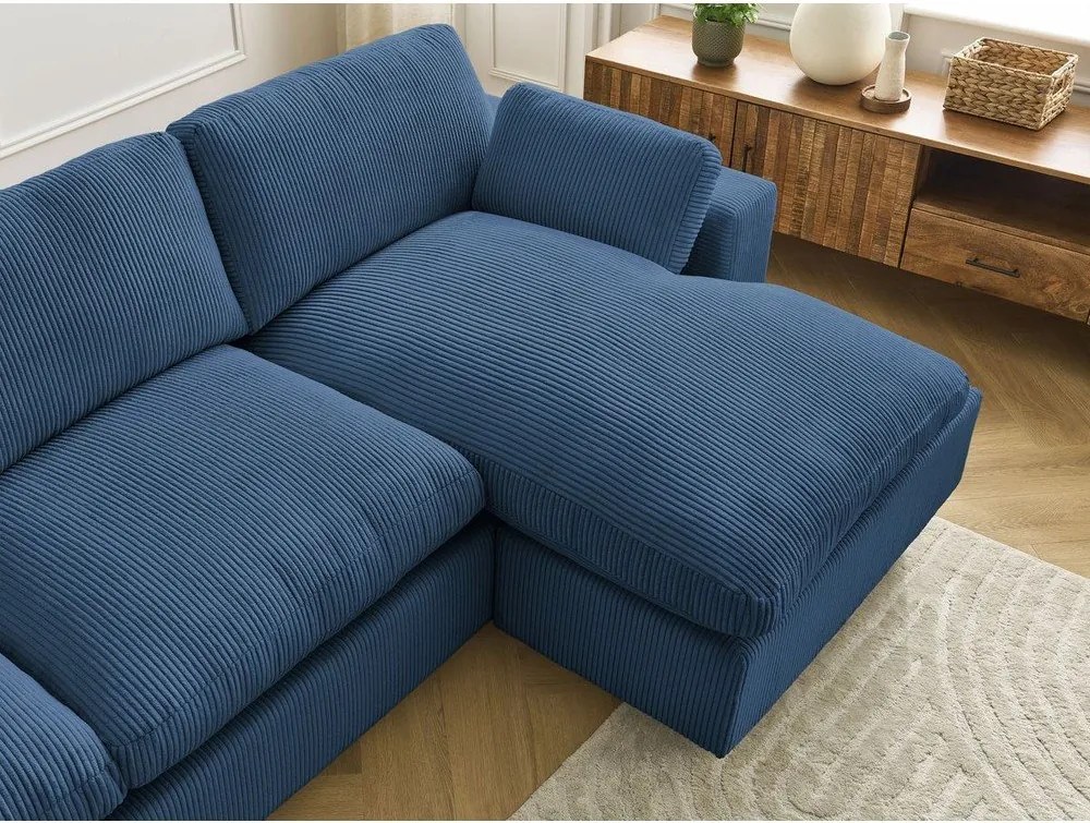 Kék kordbársony sarokkanapé Belair – Bobochic Paris