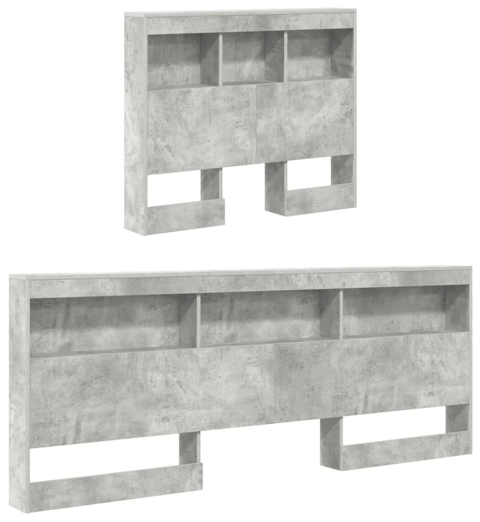 Könyvespolcos ágy Beton szürke 75x190 cm Mérnöki fa