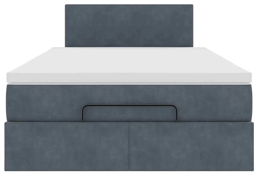 sötétszürke bársony ottomán ágy matraccal & LED-ek 120x190cm