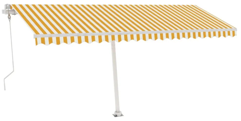 sárga-fehér szélérzékelős és LED-es napellenző 500x300 cm