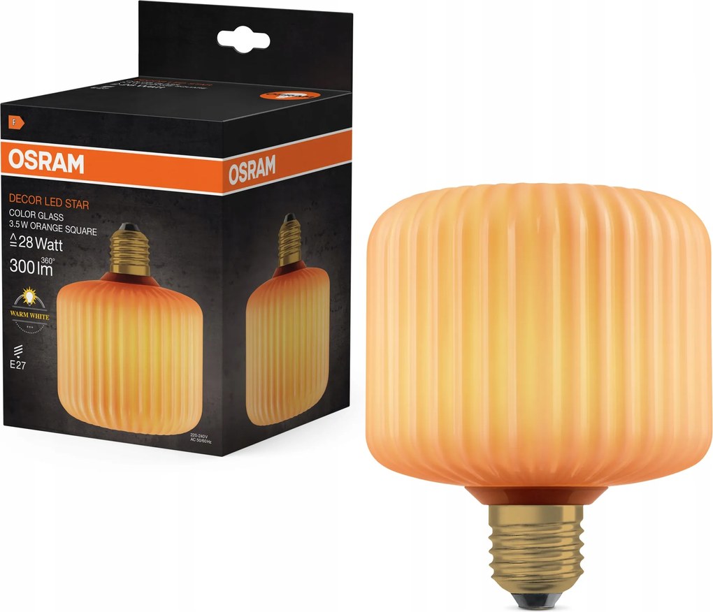 Led izzó E27 Négyzet alakú 3.5W 300lm 2700K Dekoratív Narancssárga Osram