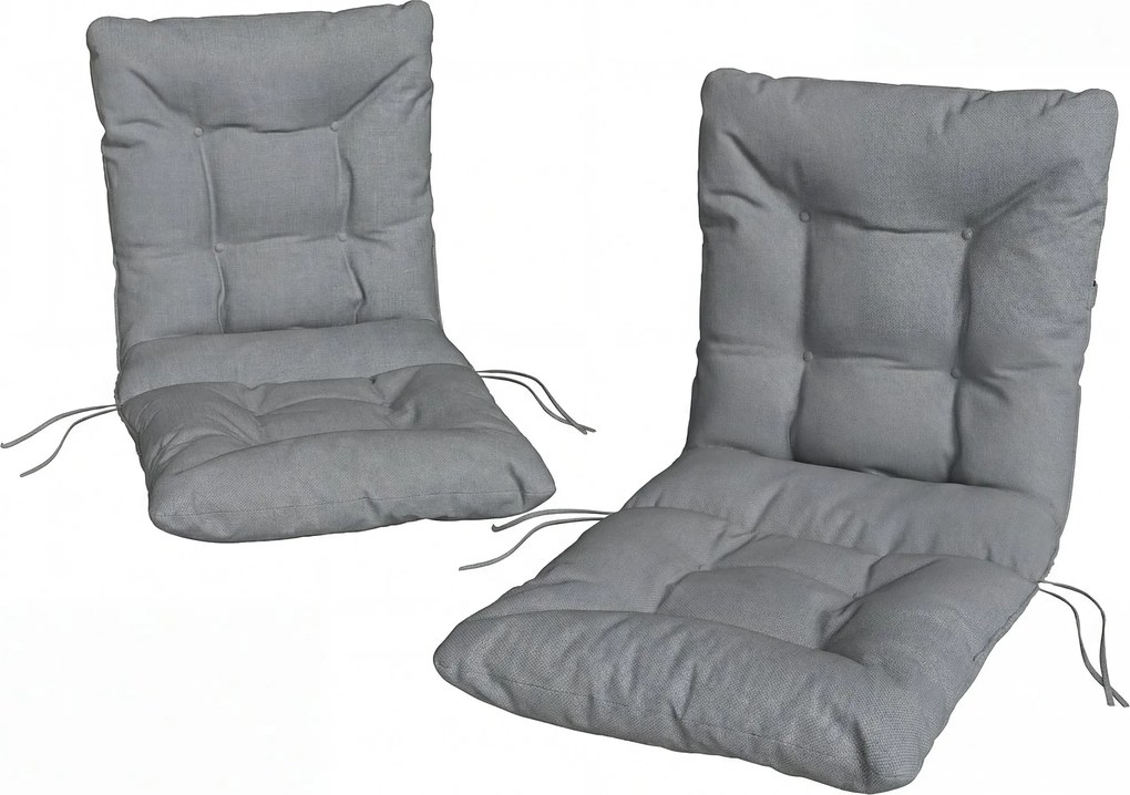 Outsunny 2 db ülőpárna 120 x 50 x 8 cm — megkötőkkel, beltéri/kültéri, világosszürke | Aosom