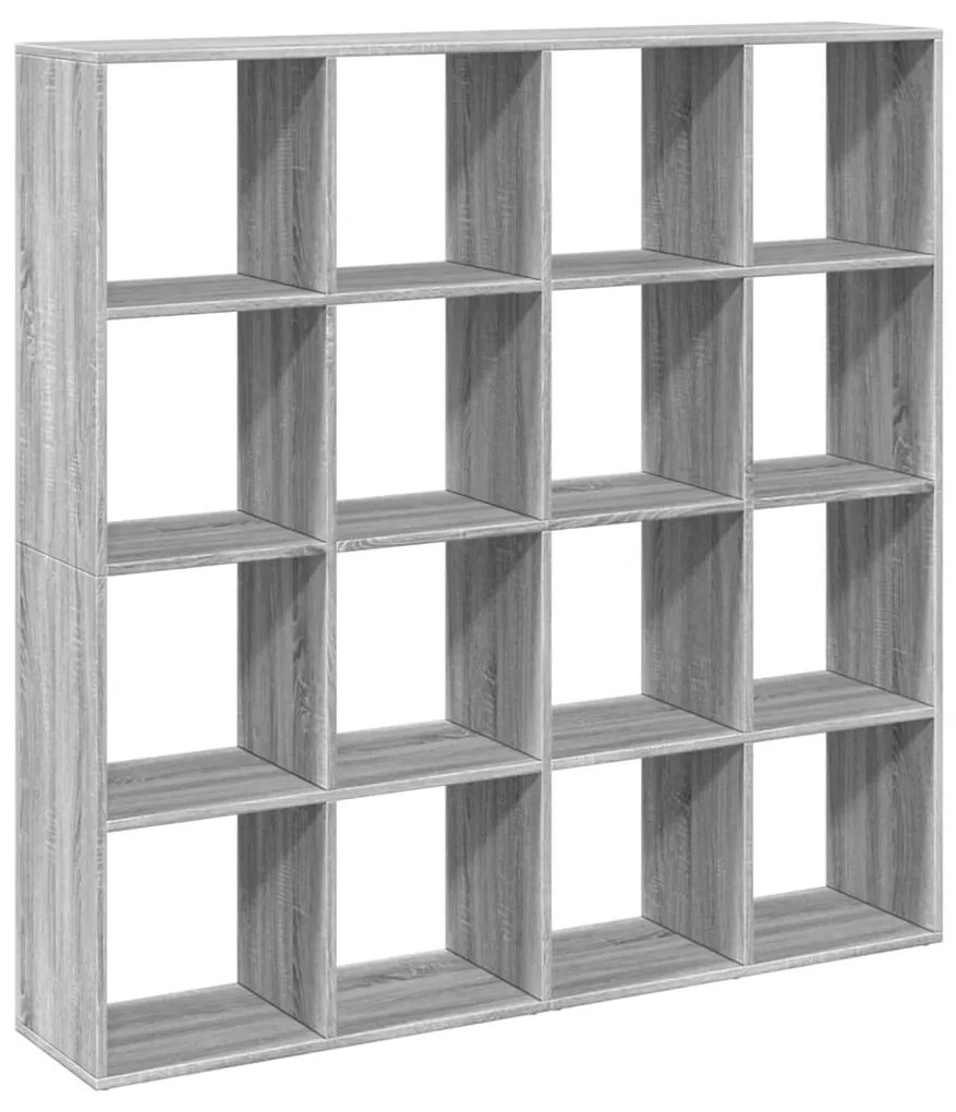 szürke sonoma színű szerelt fa könyvszekrény 137,5x29x137,5 cm
