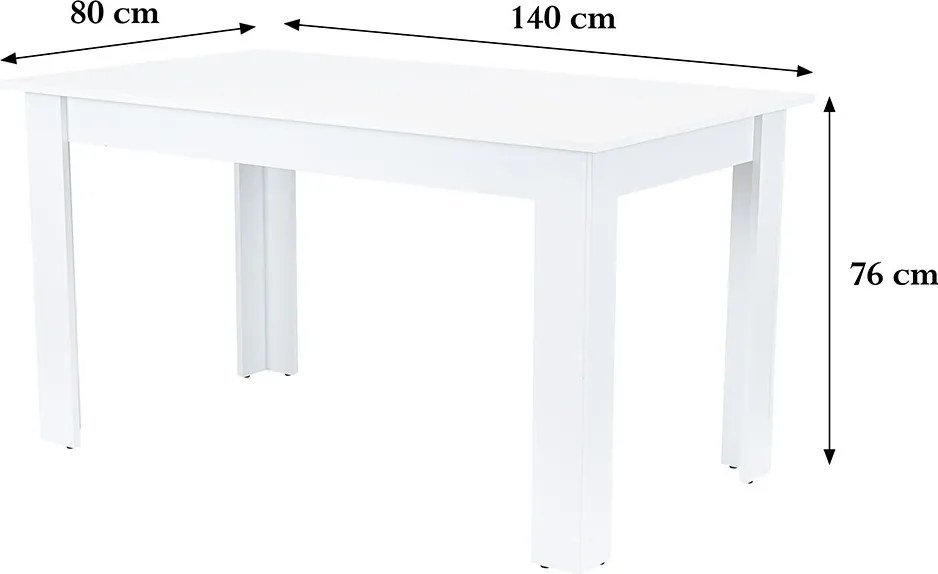 Yorki Standard étkezőasztal 140x80 cm fehér