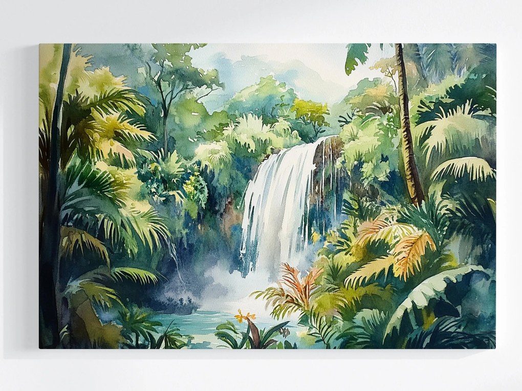 Canvas Trópusi Esőerdő Dzsungel Vízesés Vászonkép 60x40