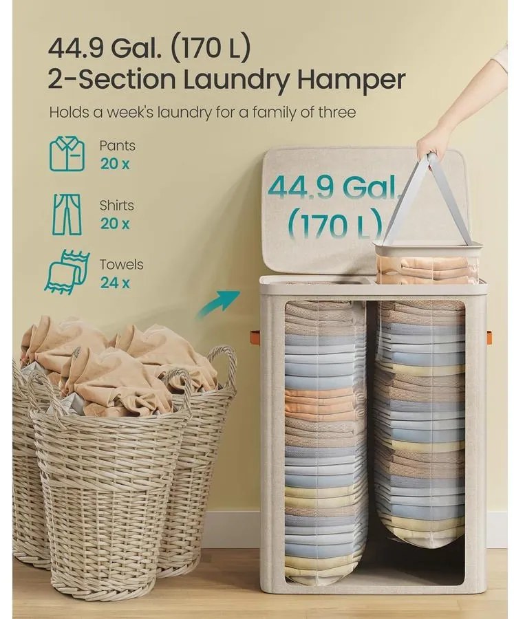 szennyestartó 170 l, 6 x 40 x 75 cm, cappuccino bézs