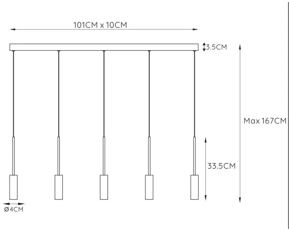 Lucide 24401/35/30 - LED Csillár zsinóron TUBULE 5xLED/7W/30V
