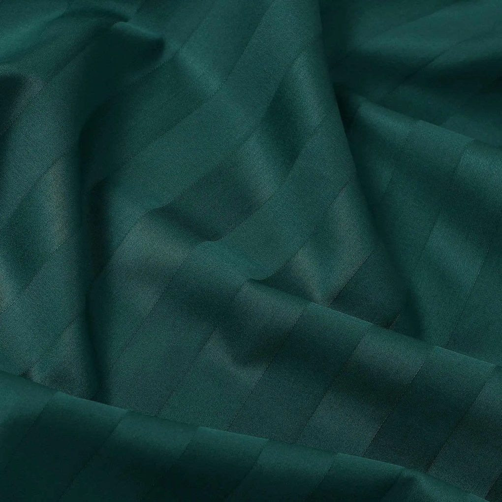 Goldea körgumis damaszt lepedő - sötétzöld csíkos 80 x 160 cm