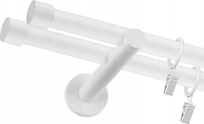 Dupla Egyenes Függönykarnis 25+19mm 140cm Fehér Fekete