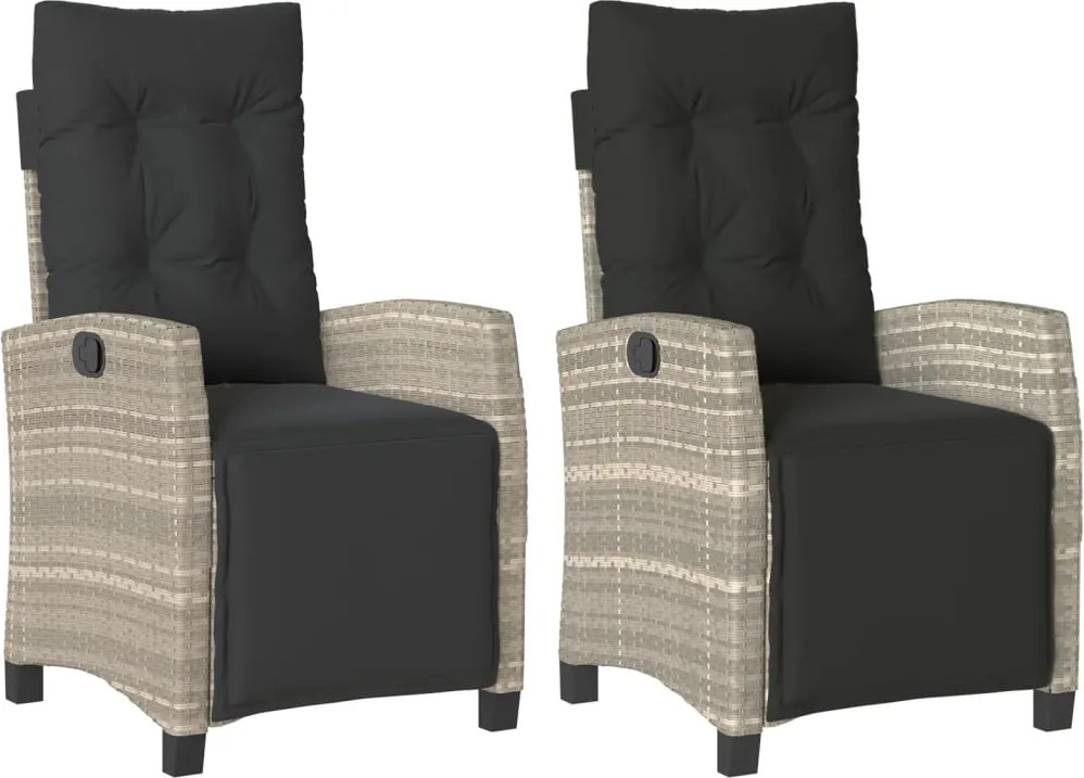 vidaXL 2 db világosszürke polyrattan dönthető kerti szék lábtartóval
