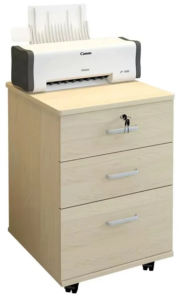 Zárható fiókos szekrény guruló konténer 56 x 36 x 40 cm BC FUR-1602-Beige