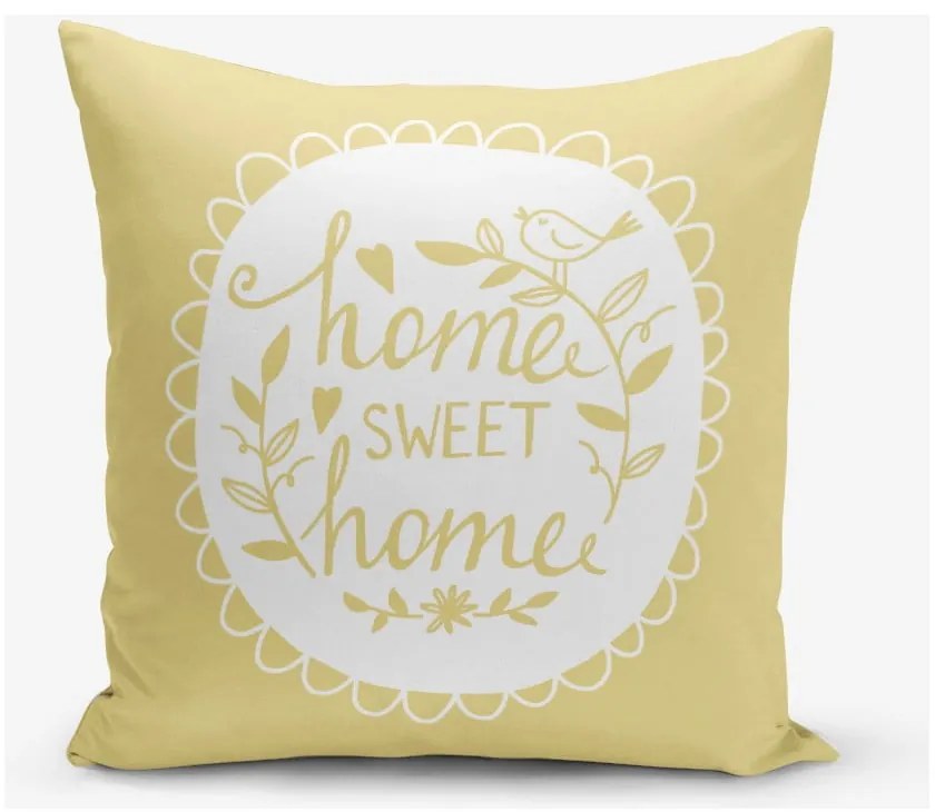 Home Sweet Home sárga párnahuzat, 45 x 45 cm - Minimalist Cushion Covers