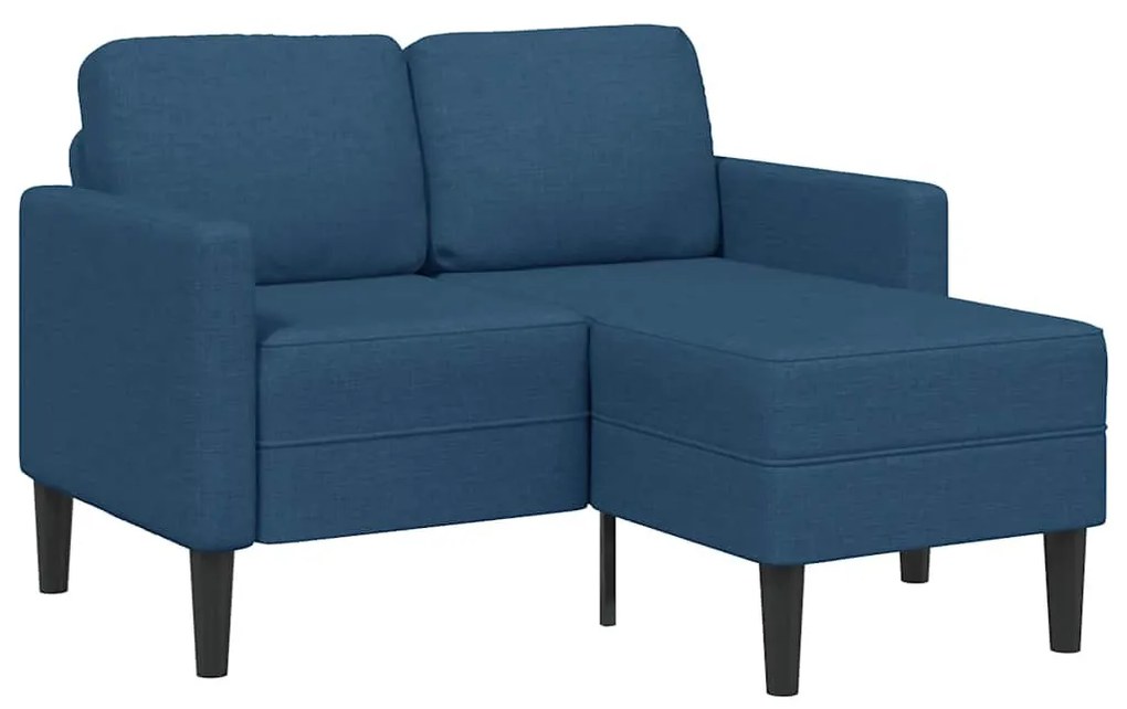 kék anyagból 2 üléses kanapé L-alakú kanapéval 125 cm