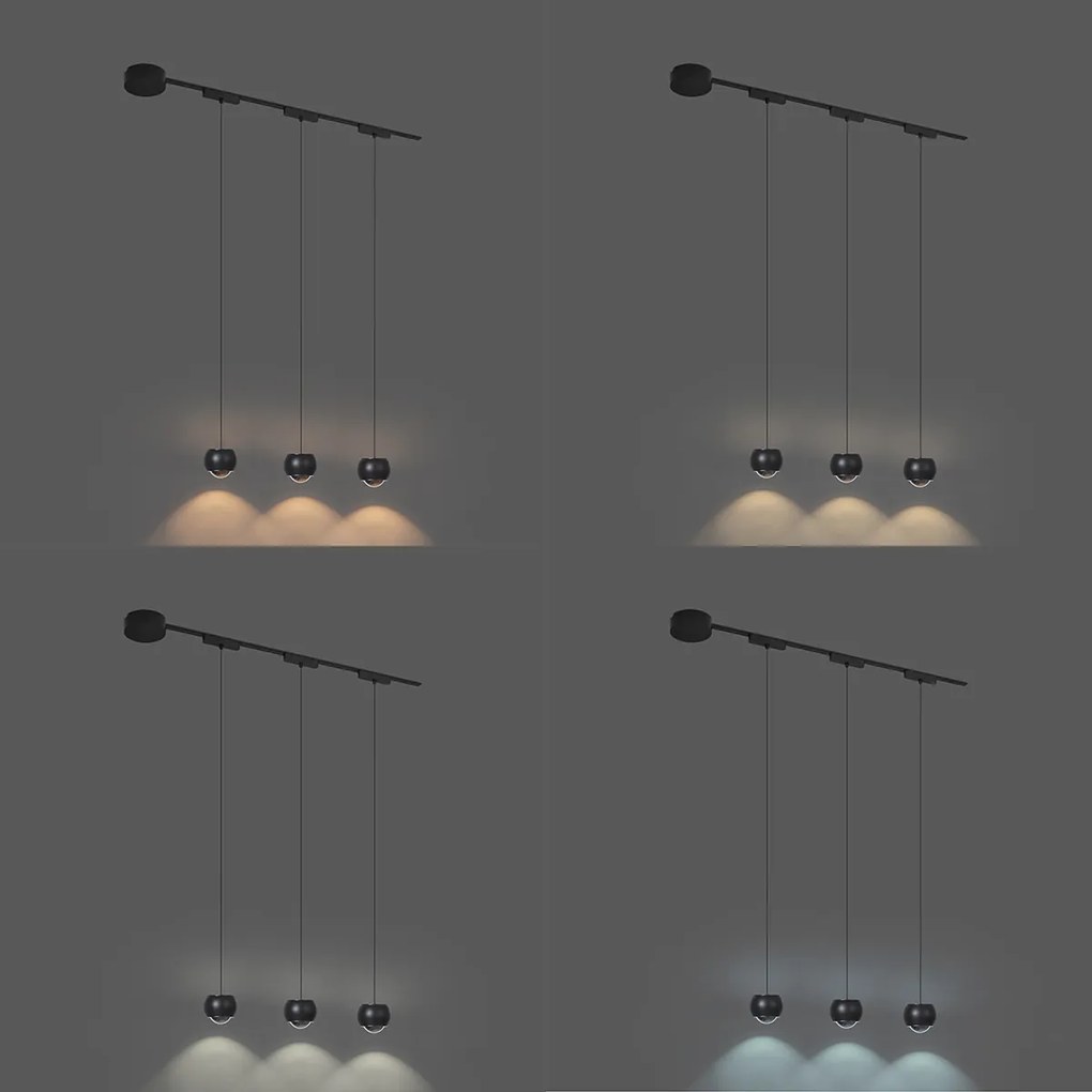 Modern sínrendszer 3 fekete függőlámpa - Magnetic Lance