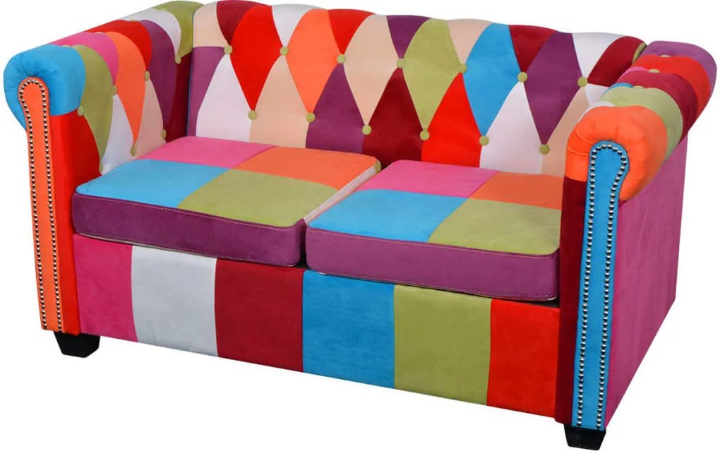 vidaXL 2 személyes szövet Chesterfield kanapé
