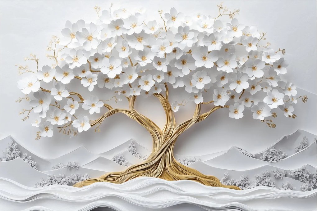 Kép – 3D elegáns életfa virágokkal (90x60 cm)