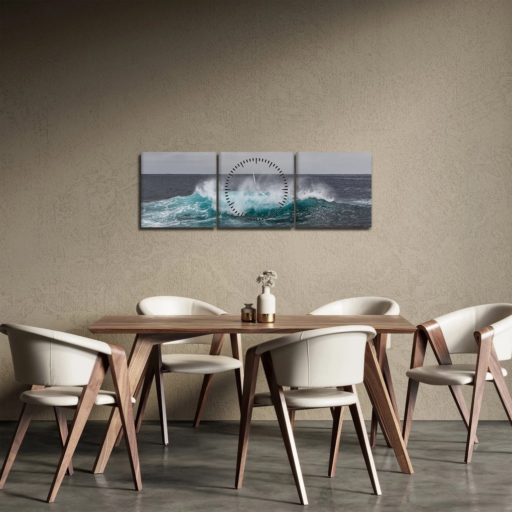 Kép - Hullámok az óceánban (órával) (90x30 cm)