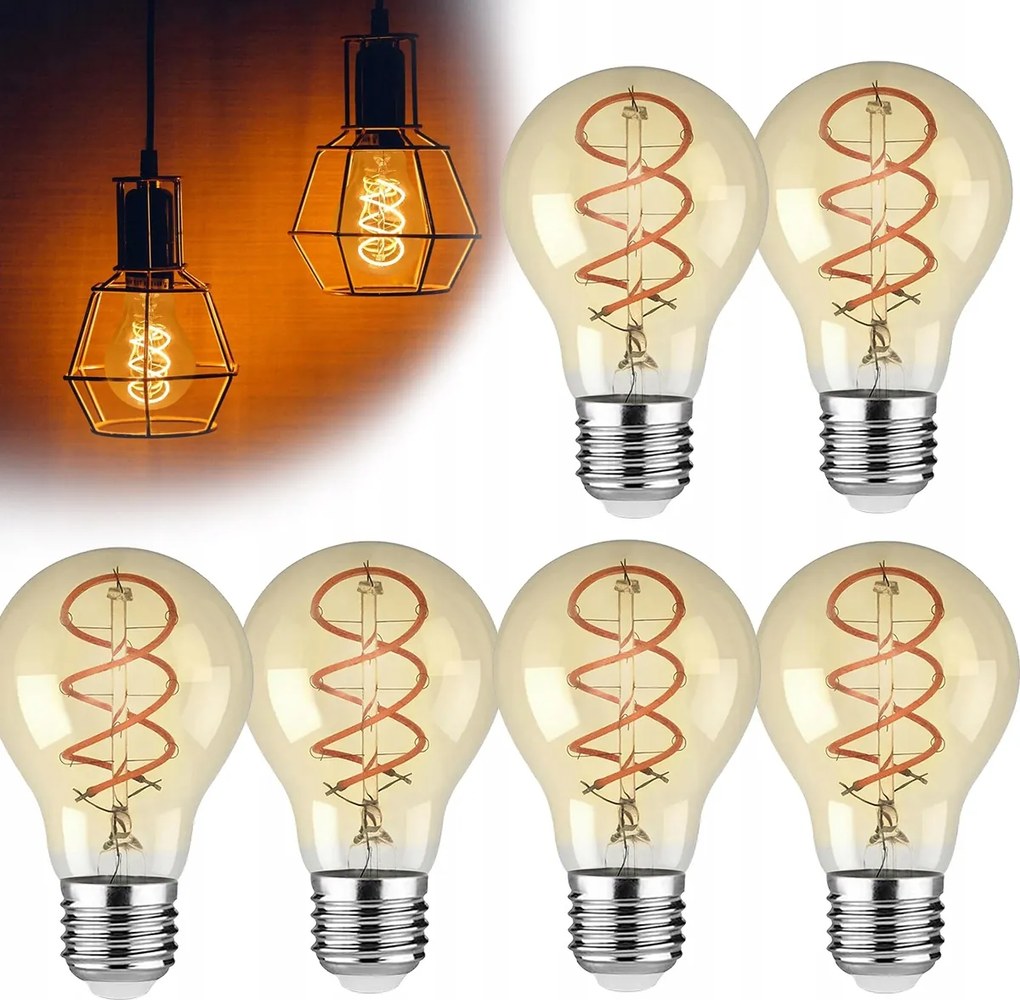 Led izzó E27 Filament 4W 2200K Edison Dekoratív Izzó 6db