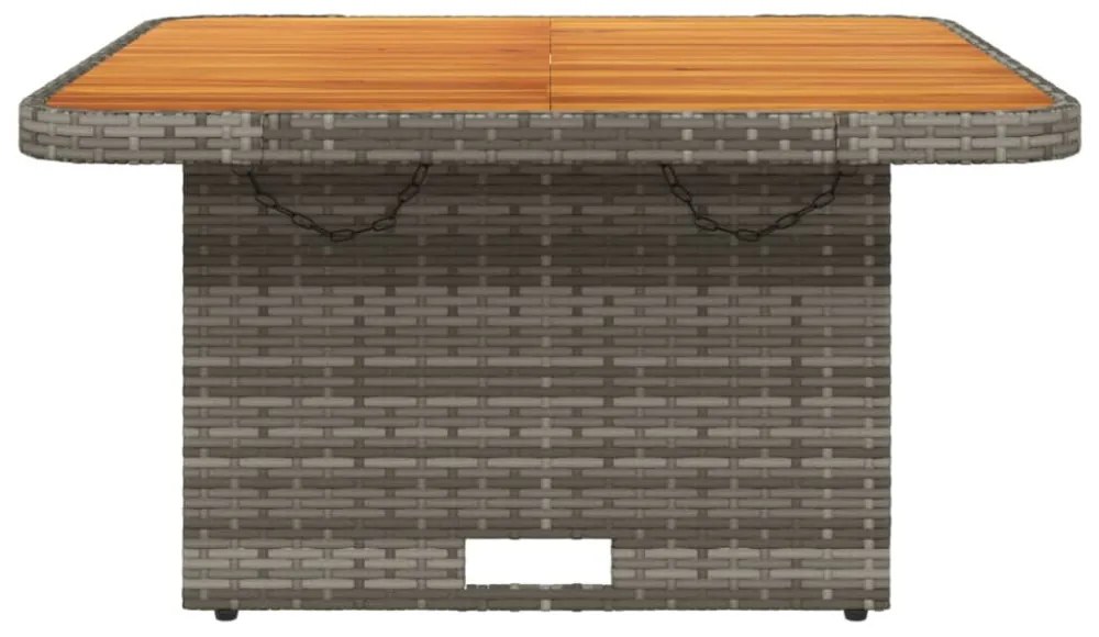 szürke polyrattan és akácfa kerti asztal 80 x 80 x 71 cm