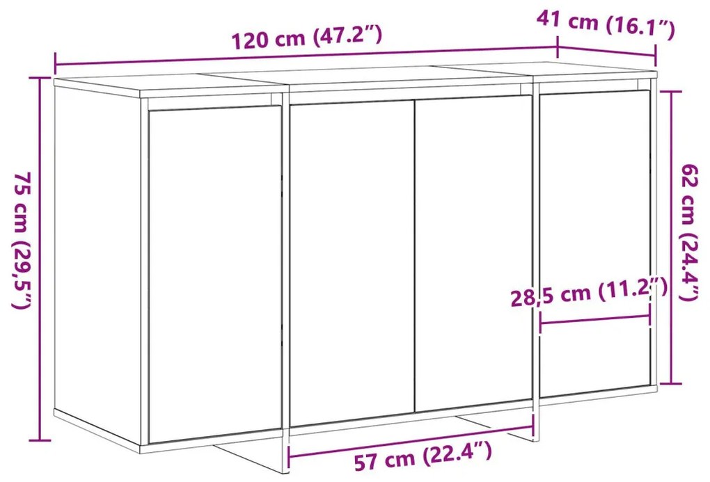 Fekete tölgy oldal Fekete tölgy Fa 120 x 41 x 75 cm