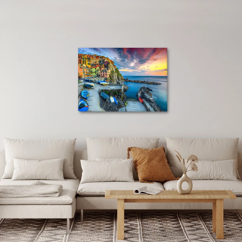 Kép - Mediterrán falu (70x50 cm)