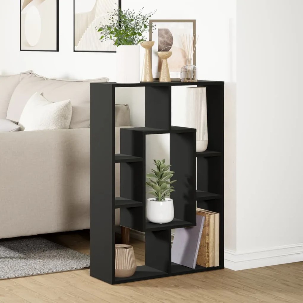 fekete szerelt fa könyvespolc 63 x 20 x 90 cm