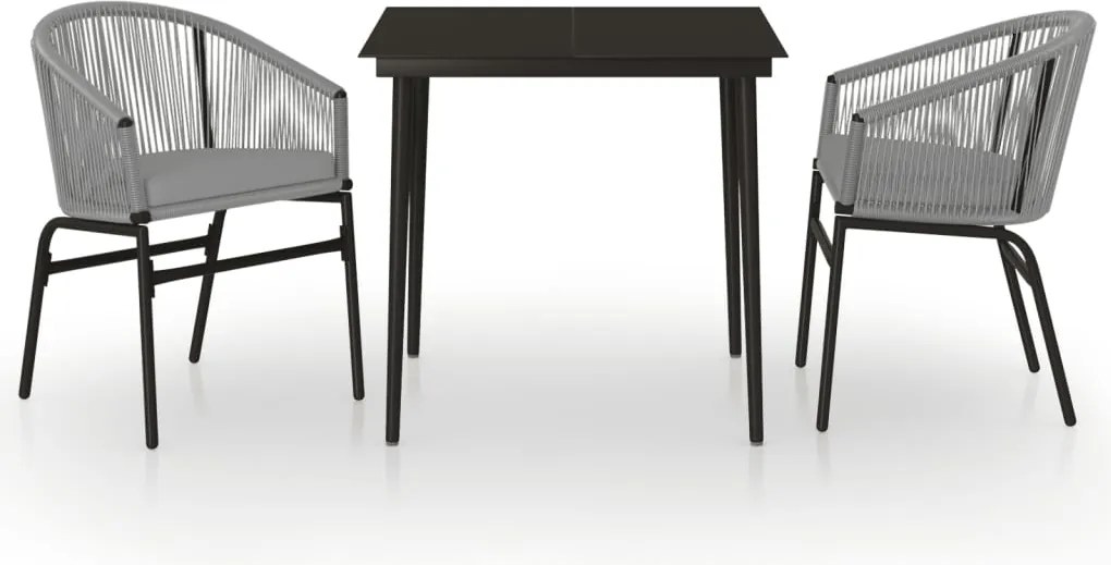 vidaXL 3 részes szürke kerti étkezőgarnitúra