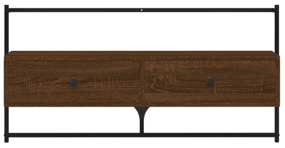 barna tölgyszínű szerelt fa fali TV szekrény 100,5 x 30 x 51 cm