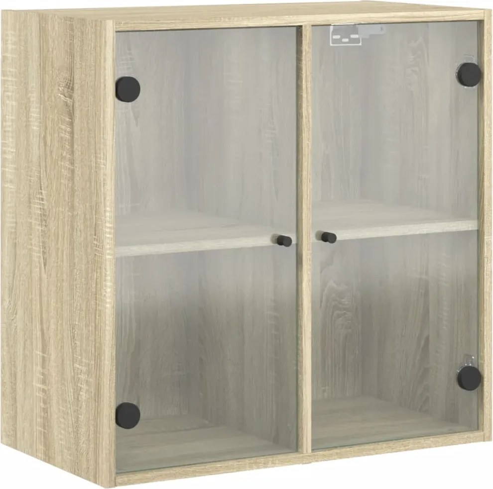 vidaXL sonoma-tölgyszínű faliszekrény üvegajtókkal 68 x 37 x 68,5 cm