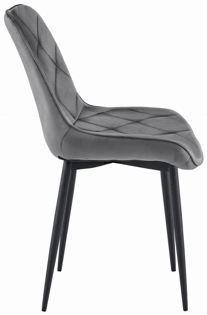 Bársony étkezőszék TOR, sötétszürke