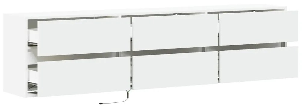fehér falra szerelhető TV-szekrény LED-del 180 x 31 x 45 cm