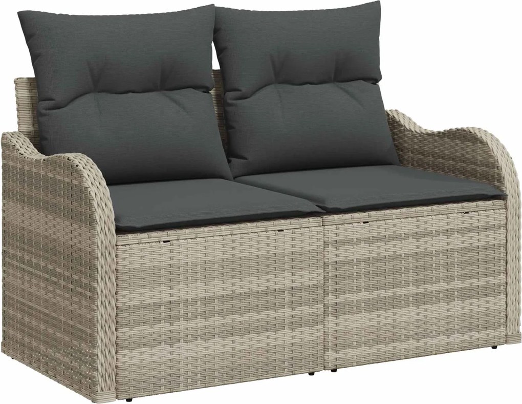 vidaXL Kerti kanapé párnával Világosszürke 121 x 62 x 69cm polirattan