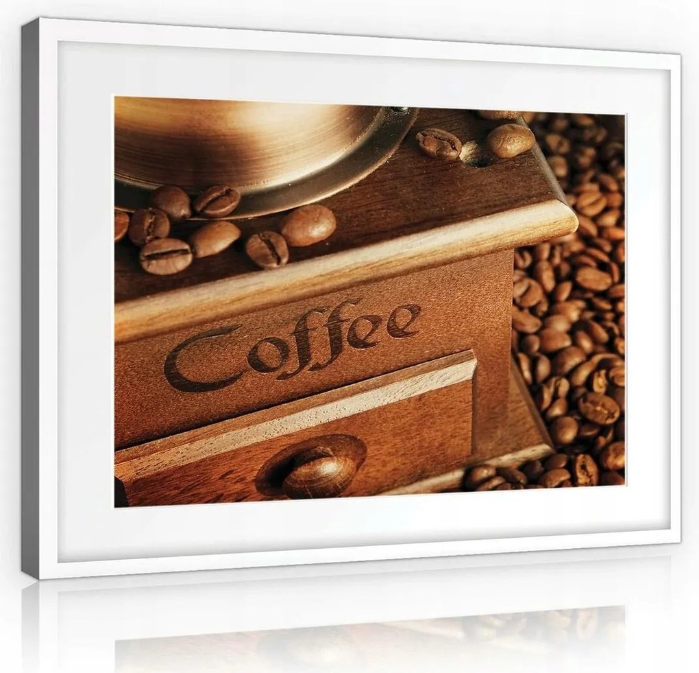 Vászonkép 80x60 Kávé daráló kézi gabona csendélet meleg aroma