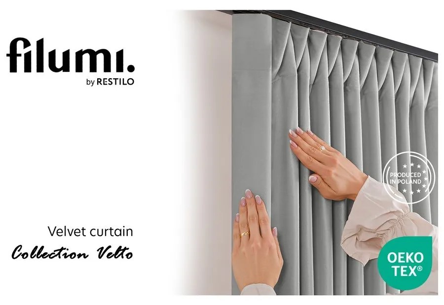 Szürke bársony dimout (részleges sötétítő) függöny 530x250 cm Velto – Filumi