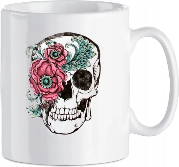 Koponya mintás bögre virágokkal 330 ml